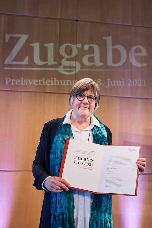 Zugabe-Preisträgerin 2021: Annette Habert, Gründerin der Flechtwerk 2+1 gGmbH