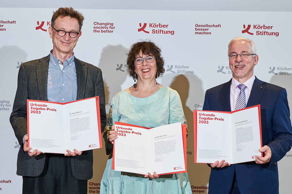 Die Preistragenden 2023: Titus Bahner, Judith Grümmer, Frank Hoffmann (v.l.).
